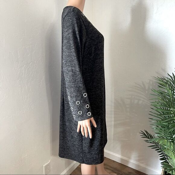 Tacera Gray Grommet Neckline Shift Dress Sz XL - Picture 3 of 13